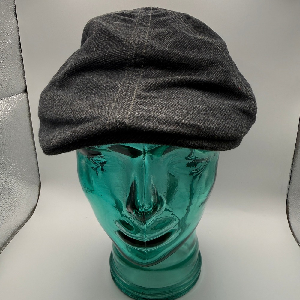 Van Heusen Mens Flat Cap Charcoal Gray Denim Twill Driver Ivy Hat L XL